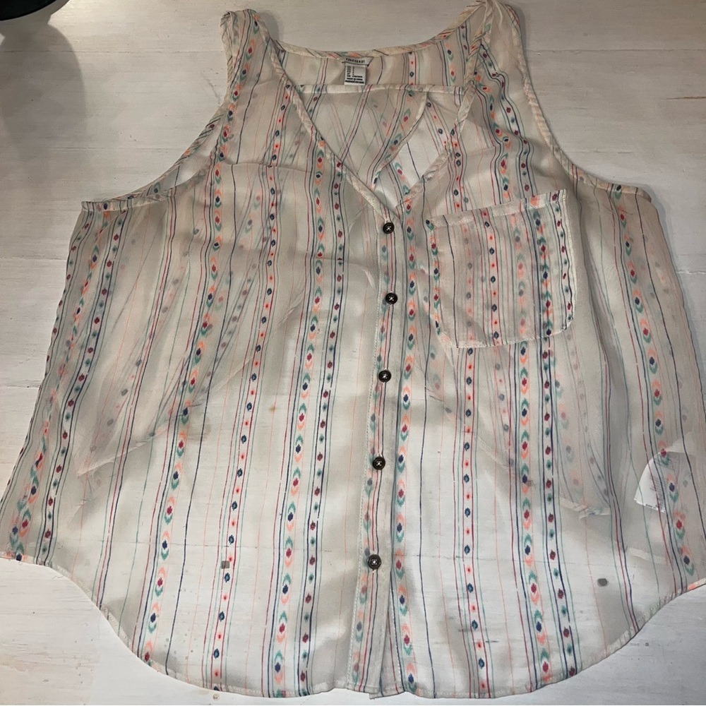 Boho style White Sleeveless Top with Colorful Stripes Forever21 large - Picture 3 of 8